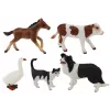 LEAN TOYS Rural Animals Figure Set 5 Pieces Horse Cow Cat Goose Dog