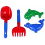 LEAN TOYS Sand Accessories 4-Piece Sand Set – Shovel, Rake, 2 Moulds, Durable Plastic, Ages 12m+