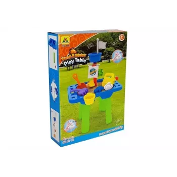 LEAN TOYS Sandbox Table with Molds, Shovel, Rake and Cloud - Multicolour