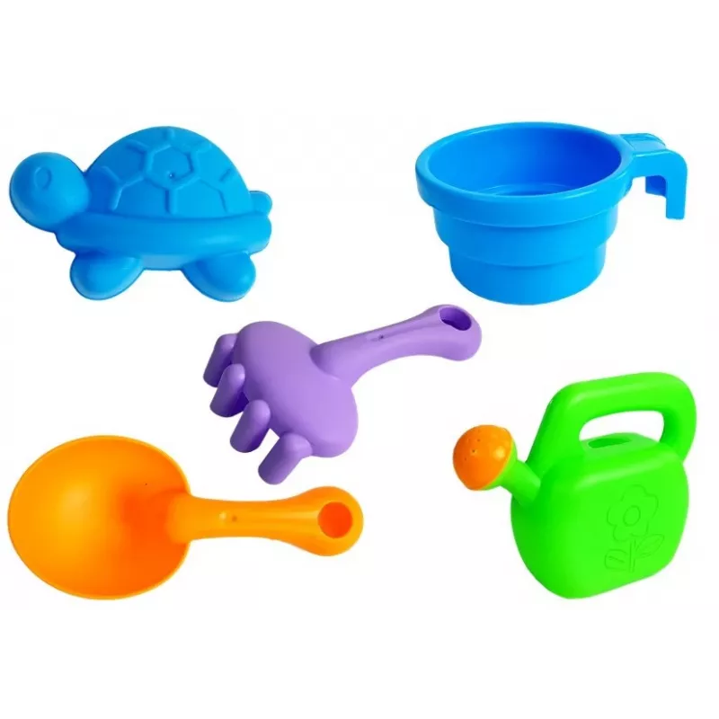 LEAN TOYS Sandbox Table with Molds, Shovel, Rake and Cloud - Multicolour