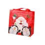 LEAN TOYS Santa and Penguins Red Gift Bag 22cm x 22cm x 11cm