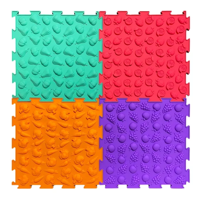 LEAN TOYS Sensory Path Puzzle Tiles Various Structures Colors 24.5 cm 10 pcs.