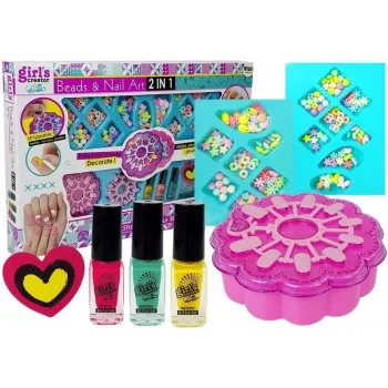 LEAN TOYS Set of 2 in 1 Bracelet Making and Nail Painting Beads Nail Lacquers
