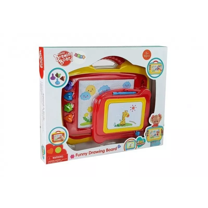LEAN TOYS Set of 2 Magnetic Drawing Boards with Stamps - Blue and Yellow