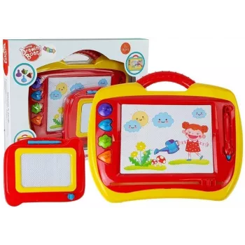 LEAN TOYS Set of 2 Magnetic Drawing Boards with Stamps - Blue and Yellow