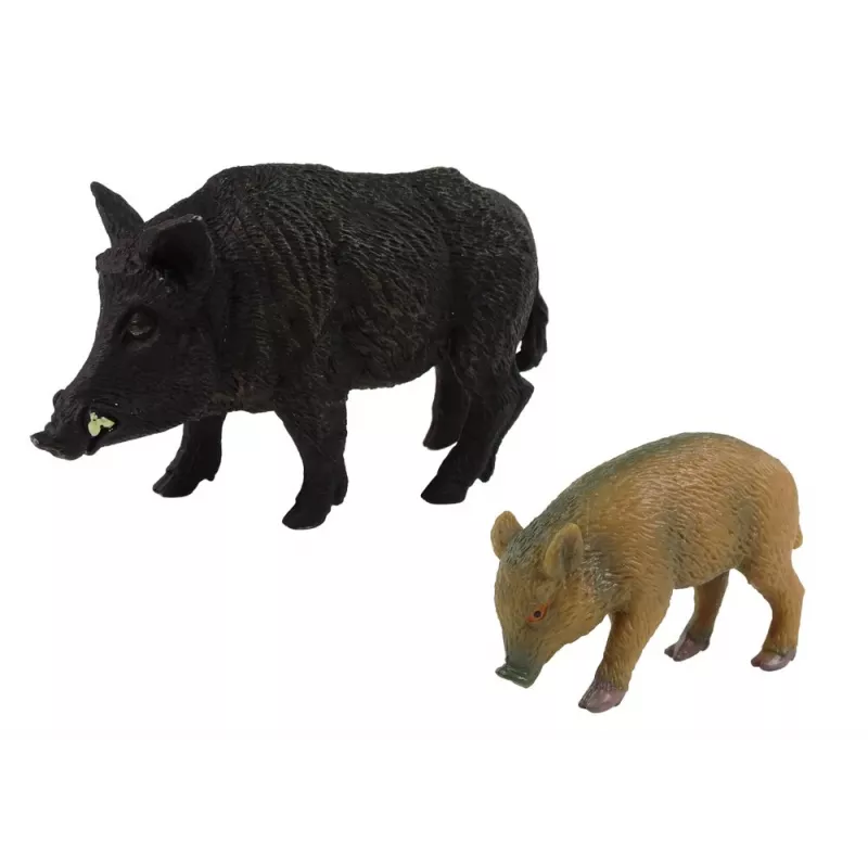 LEAN TOYS Set of 2 Wild Boar with Young Figurines Forest Animals Series
