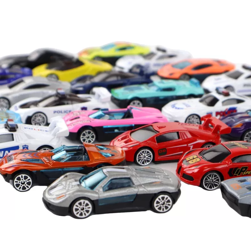 LEAN TOYS Set of Aluminum Spring Cars in a Box 30 Pieces Police Sports Cars