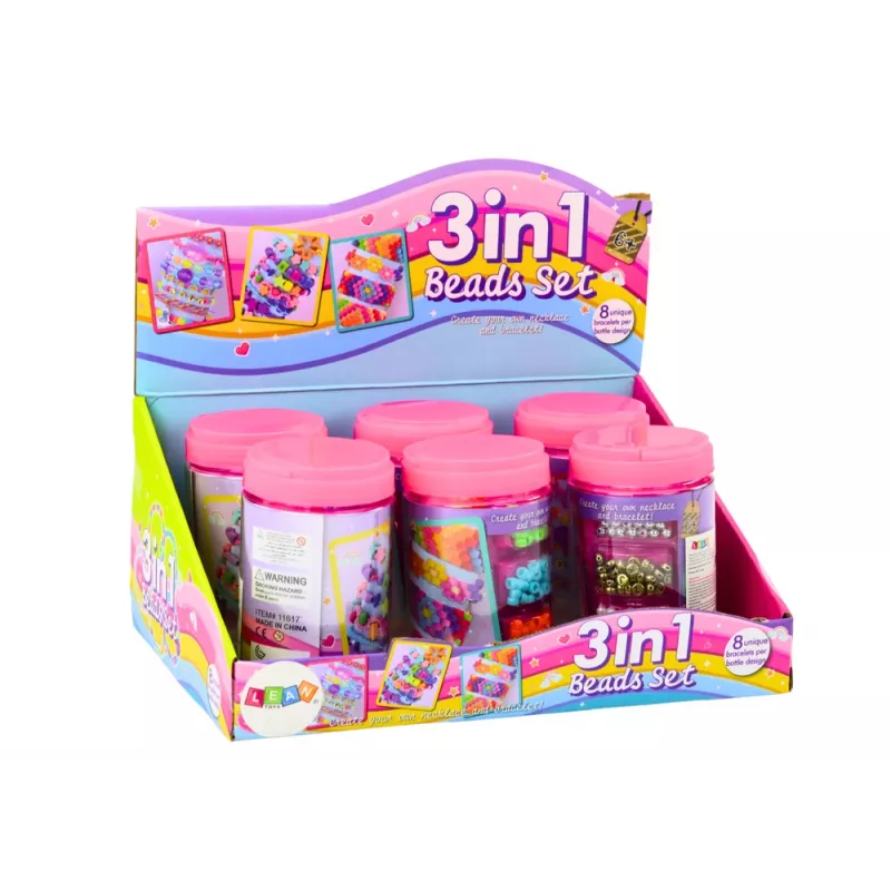 LEAN TOYS Set of Beads in a Jar for Creating Jewelry 3in1