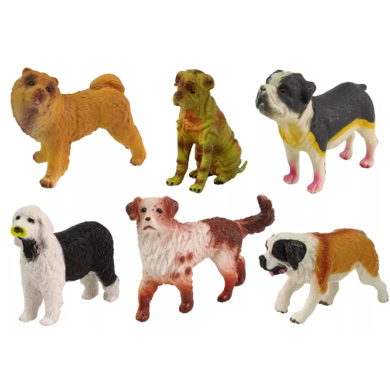 LEAN TOYS Set of Dog Figurines Dogs of Breeds 6 Elements