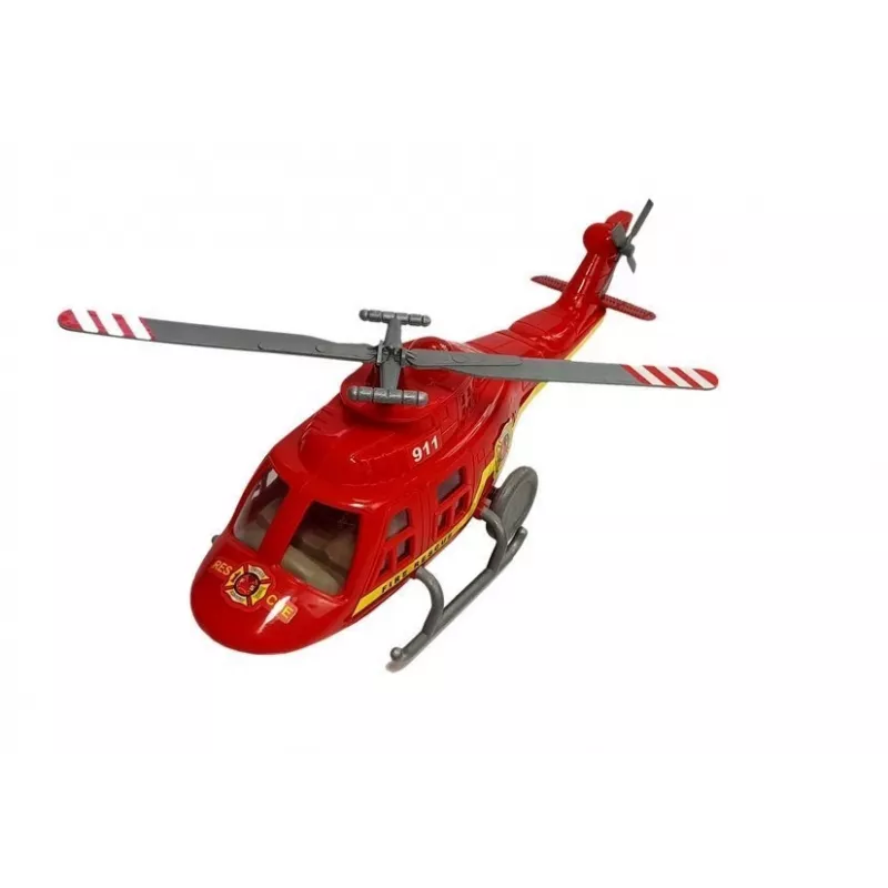 LEAN TOYS Set of Fire Brigade Vehicles Helicopter Motor Light Sounds