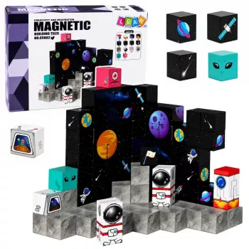 LEAN TOYS Set of Magnetic Blocks Cubes Pixels 3D Space 100 pcs