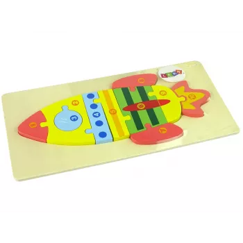 LEAN TOYS Set of Wooden Jigsaw Puzzles Rocket Numbers