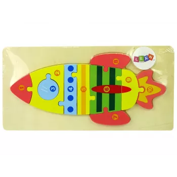 LEAN TOYS Set of Wooden Jigsaw Puzzles Rocket Numbers
