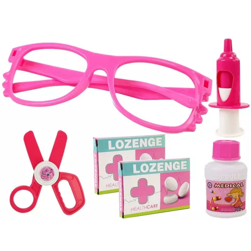 LEAN TOYS Small Dentist Medical Kit Accessories in a Pink Case