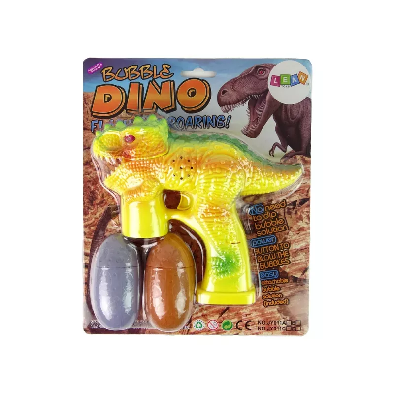 LEAN TOYS Soap Bubbles Dinosaur Bubble Liquid Egg Yellow