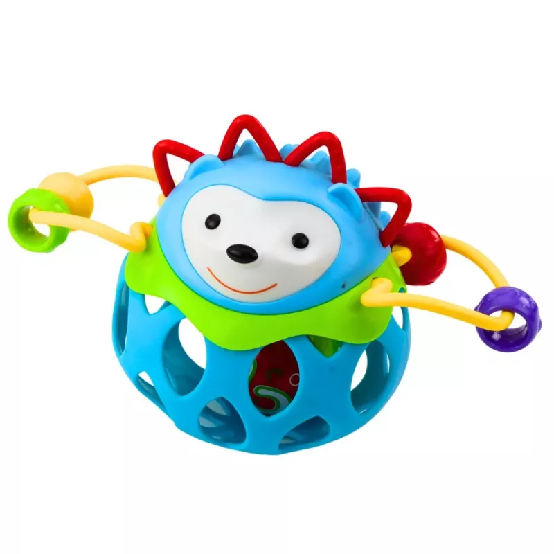 LEAN TOYS Soft Hedgehog Ball with Rattle – Sensory Toy for Babies, Blue