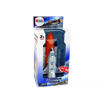 LEAN TOYS Space Rocket with Metal Spacecraft - Pull-Back, Light & Sound Effects, Aerospace Toy Set