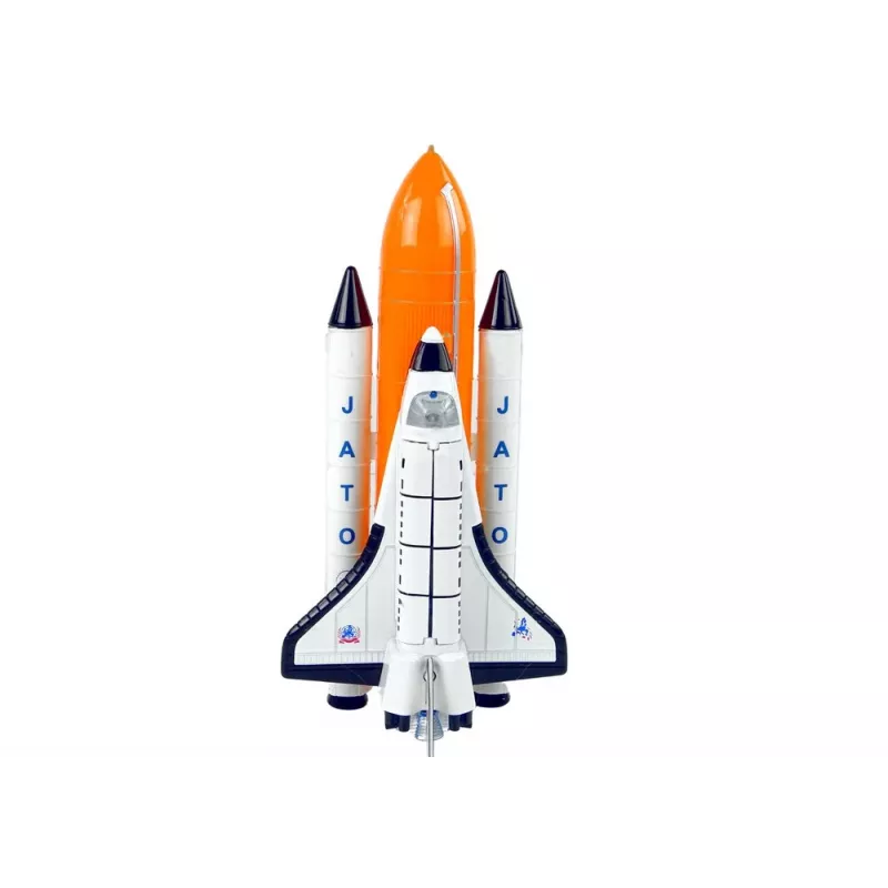 LEAN TOYS Space Rocket with Metal Spacecraft - Pull-Back, Light & Sound Effects, Aerospace Toy Set