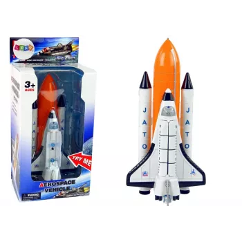LEAN TOYS Space Rocket with Metal Spacecraft - Pull-Back, Light & Sound Effects, Aerospace Toy Set