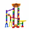 LEAN TOYS Space Track Construction Blocks 153 pcs - 3D Colorful Marble Run Set with Tunnels and Balls