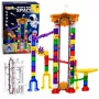 LEAN TOYS Space Track Construction Blocks 153 pcs - 3D Colorful Marble Run Set with Tunnels and Balls
