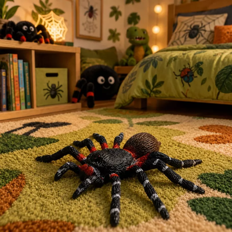 LEAN TOYS Spider Tarantula Rubber Figure Stretchable Realistic Black 10 cm
