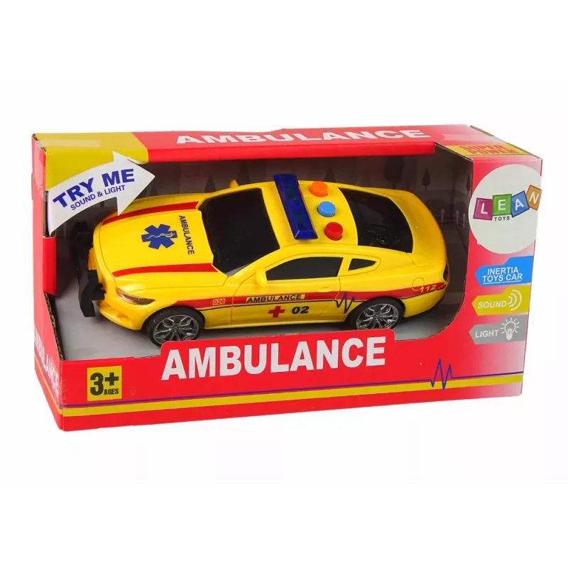 LEAN TOYS Sports Car Ambulance Lights Sound Yellow