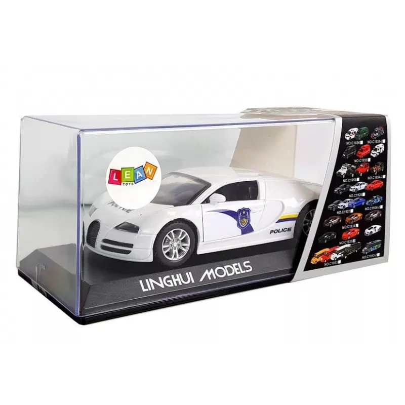LEAN TOYS Sports Car Police with Dark Windshields, Tension, White Light & Sound