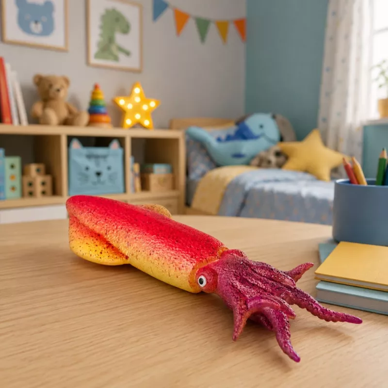 LEAN TOYS Squid Rubber Figurine Stretchable Realistic Sea Animal 14 cm
