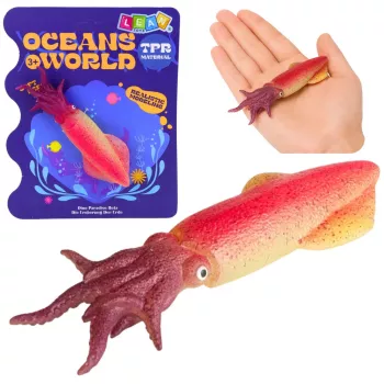 LEAN TOYS Squid Rubber Figurine Stretchable Realistic Sea Animal 14 cm