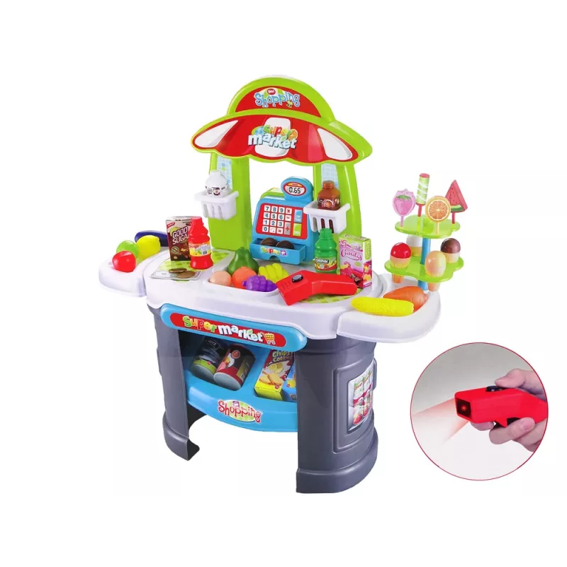 LEAN TOYS Supermarket Set Grocery Scanner for Kids