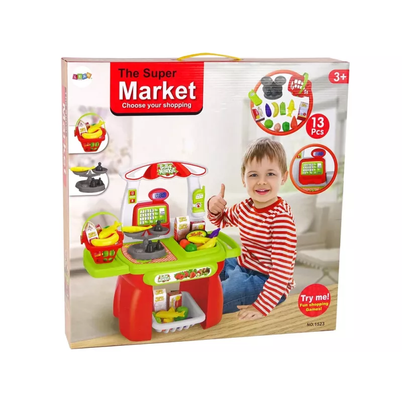 LEAN TOYS Supermarket Set Shop Basket Scale Groceries