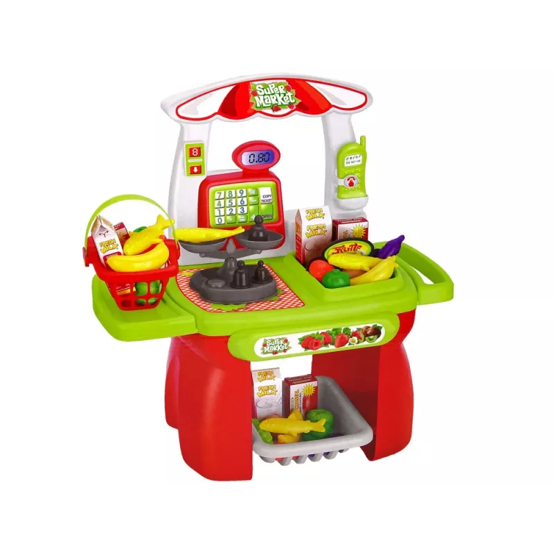 LEAN TOYS Supermarket Set Shop Basket Scale Groceries