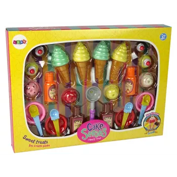 LEAN TOYS Sweet Treats Set Ice Cream Cupcakes Sauces Spoons