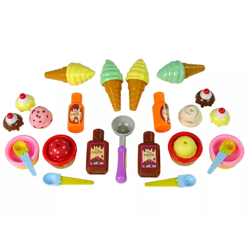 LEAN TOYS Sweet Treats Set Ice Cream Cupcakes Sauces Spoons