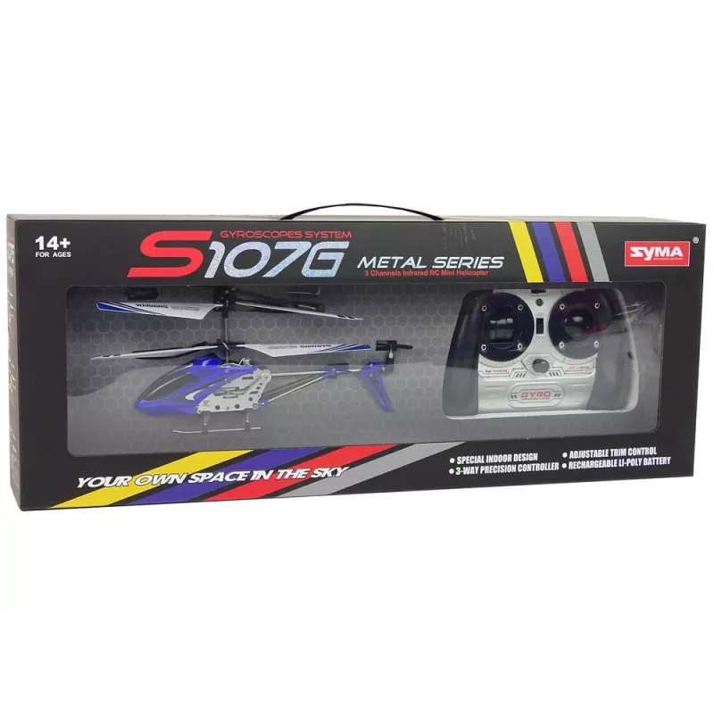 LEAN TOYS SYMA S107G RC Helicopter with Remote Control and Rechargeable Battery - Blue