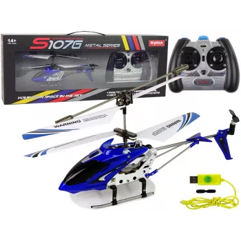 LEAN TOYS SYMA S107G RC Helicopter with Remote Control and Rechargeable Battery - Blue
