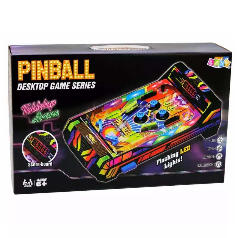 LEAN TOYS Tabletop Pinball Machine - Electronic Pinball Game with LED Point Counter, Sounds & Flashing Lights - Multi-Colour, 1-Player, Ages 6+