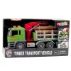 LEAN TOYS Timber Transport Truck with Crane, Logs, Lights & Sounds – Construction Vehicle Toy