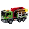 LEAN TOYS Timber Transport Truck with Crane, Logs, Lights & Sounds – Construction Vehicle Toy