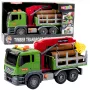 LEAN TOYS Timber Transport Truck with Crane, Logs, Lights & Sounds – Construction Vehicle Toy