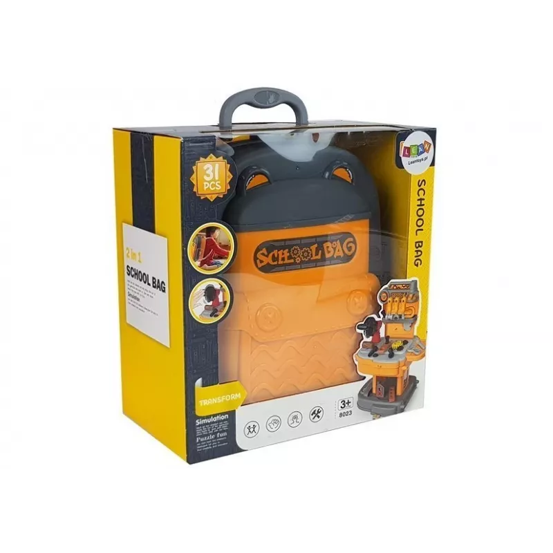 LEAN TOYS Tool Set Backpack Workshop Orange and Grey