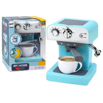 LEAN TOYS Toy Coffee Machine for Kids with Real Water Flow, Turquoise