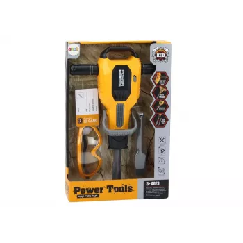 LEAN TOYS Toy Pneumatic Hammer with Helmet and Glasses – Yellow, 3+ Years, Lights & Sounds, 4-Piece Set