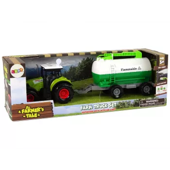 LEAN TOYS Tractor for Kids with Trailer Tank Car Farm