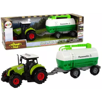 LEAN TOYS Tractor for Kids with Trailer Tank Car Farm