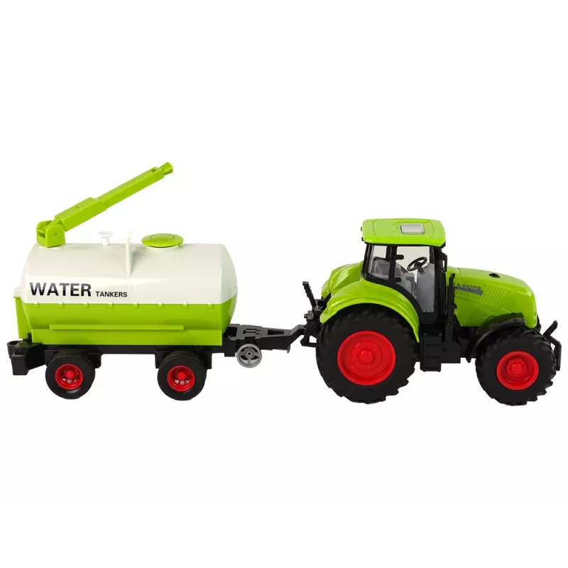 LEAN TOYS Tractor With Big Wheel Trailer Green Farm