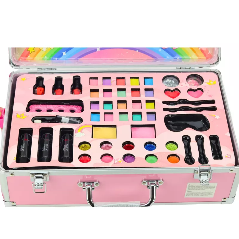 LEAN TOYS Unicorn Pink Wheeled Suitcase Beauty Set