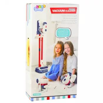 LEAN TOYS Upright Vacuum Cleaner Kids Cleaning Kit Lights Sounds Station White