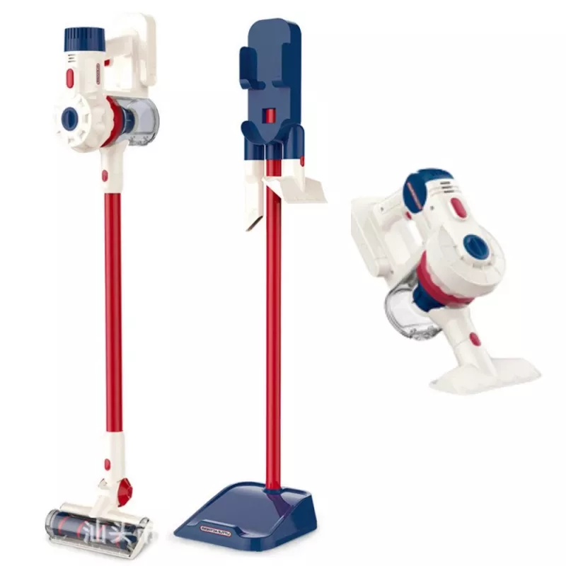 LEAN TOYS Upright Vacuum Cleaner Kids Cleaning Kit Lights Sounds Station White